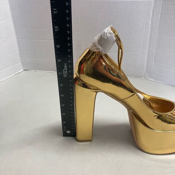 EGO Women’s Gold‎ Platform Ankle Strap Heel Shoes Size 10 - Picture 9 of 10